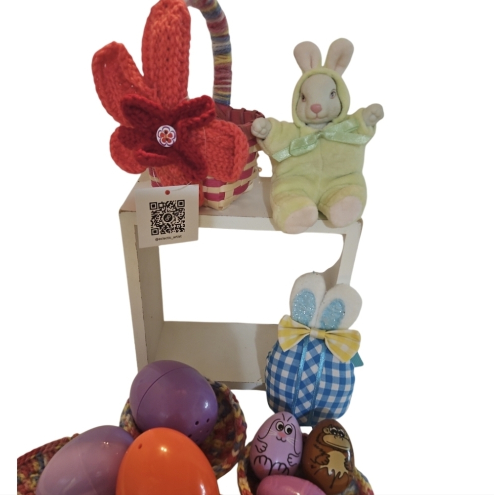 Easter Decor Bundle 10pc Plastic Eggs Coaster Set Basket - Picture 6 of 17